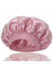 Ночная атласная шапочка Satin Bonnet на резинке для защиты волос во время сна женская розовая