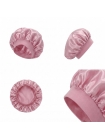 Ночная атласная шапочка Satin Bonnet на резинке для защиты волос во время сна женская розовая