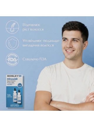 Розчин з міноксидилом 5% Bosley MD Hair Regrowth Treatment  для відновлення росту волосся у чоловіків, 2x60мл
