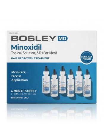Розчин з міноксидилом 5% Bosley MD Hair Regrowth Treatment для відновлення росту волосся у чоловіків, 6x60мл