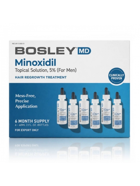 Розчин з міноксидилом 5% Bosley MD Hair Regrowth Treatment  для відновлення росту волосся у чоловіків, 6x60мл