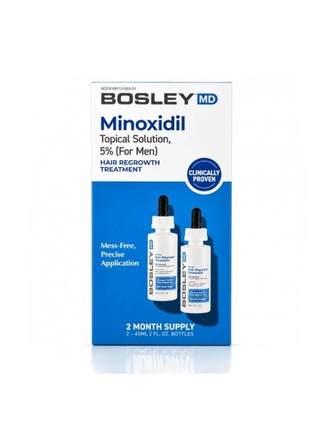 Розчин з міноксидилом 5% Bosley MD Hair Regrowth Treatment  для відновлення росту волосся у чоловіків, 2x60мл
