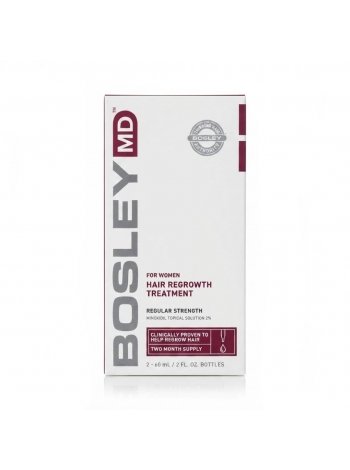 Bosley MD Hair Regrowth Treatment for Women раствор с миноксидилом 2% для восстановления роста волос у женщин, 2×60 мл