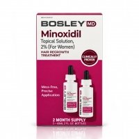 Bosley MD Hair Regrowth Treatment for Women раствор с миноксидилом 2% для восстановления роста волос у женщин, 2×60 мл