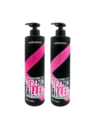 Набір Extremo Keratin Filler Repair шампунь та кондиціонер для відновлення волосся з кератином (EX428/ЕХ431), 2х500 мл (заводські)