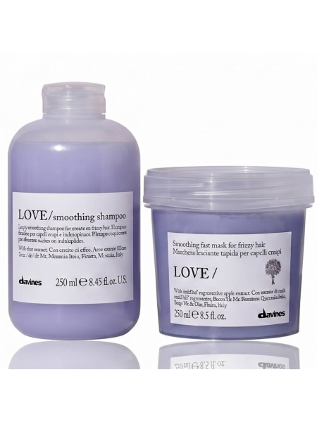 Набор Davines Love Lovely Smoothing шампунь и маска для разглаживания волос, 2х250 мл