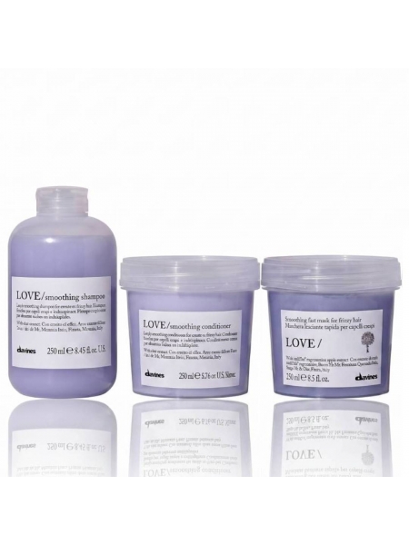 Набор Davines Love Lovely Smoothing шампунь, кондиционер и маска для разглаживания волос, 3х250 мл