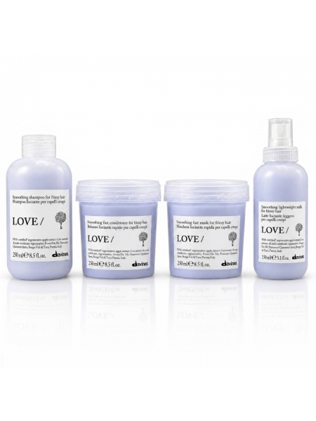 Набор Davines Love Lovely Smoothing: шампунь, кондиционер, маска и сыворотка для разглаживания волос, 3×250+150 мл