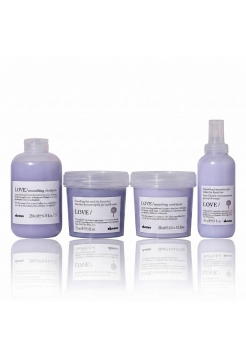 Набір Davines Love Lovely Smoothing шампунь, кондиціонер, маска і сироватка для розгладжування волосся, 3x250+150 мл