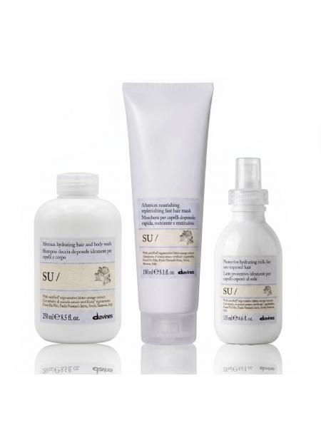 Davines SU TRIO набор шампунь, маска и молочко-кондиционер для волос после солнца, 250+150+135 мл