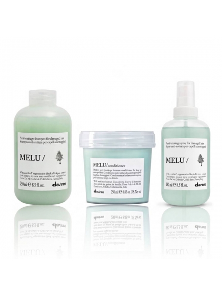 Набор Davines Melu TRIO шампунь, кондиционер и термозащитный спрей для предотвращения ломкости волос, 3х250 мл