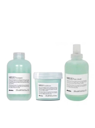 Набор Davines Melu TRIO шампунь, кондиционер и термозащитный спрей для предотвращения ломкости волос, 3х250 мл