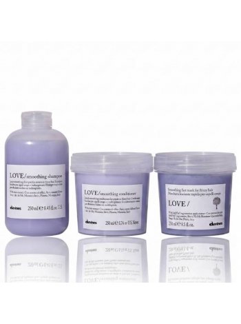Набір Davines Love Lovely Smoothing шампунь, кондиціонер та маска для розгладження волосся, 3х250 мл