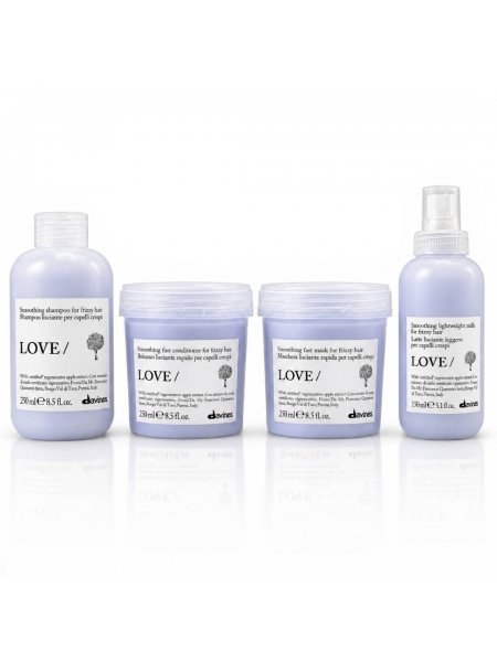 Набор Davines Love Lovely Smoothing: шампунь, кондиционер, маска и сыворотка для разглаживания волос, 3×250+150 мл