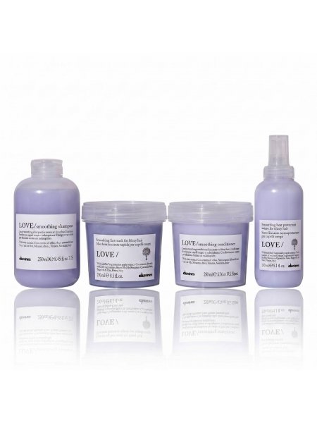 Набір Davines Love Lovely Smoothing шампунь, кондиціонер, маска і сироватка для розгладжування волосся, 3x250+150 мл