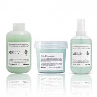 Набір Davines Melu TRIO шампунь, кондиціонер та термозахисний спрей для запобігання ламкості волосся, 3х250 мл