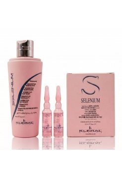 Набір Kleral System Selenium Dermin-Plus шампунь і ампули для зміцнення волосся, 300+65 мл
