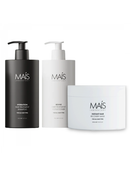 Набір Mais Hydration Hair Treatment TRIO шампунь, кондиціонер і маска для відновлення пошкодженого волосся 3х500 мл