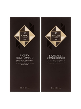 Набір "Рідкий Шовк" Hadat Liquid Silk DUO шампунь і кондиціонер для відновлення блиску та гладкості волосся 2х250 мл