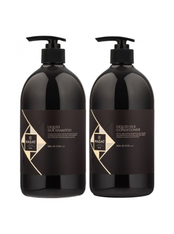 Набір "Рідкий Шовк" Hadat Liquid Silk DUO шампунь і кондиціонер для відновлення блиску та гладкості волосся 2х800 мл