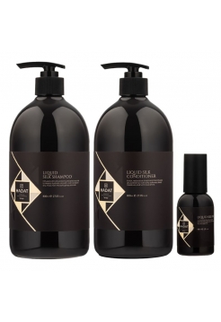 Набор "Жидкий Шелк" Hadat Liquid Silk TRIO шампунь, кондиционер и масло для восстановления блеска и гладкости волос 2х800/60 мл