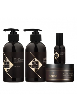 Набір Hadat Liquid Silk QUAD шампунь, кондиціонер, маска, олія для відновлення блиску та гладкості волосся 2х250/300/60 мл