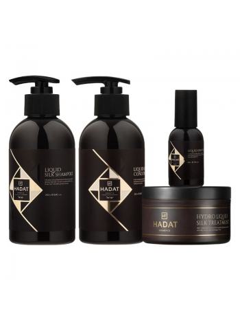 Набір Hadat Liquid Silk QUAD шампунь, кондиціонер, маска, олія для відновлення блиску та гладкості волосся 2х250/300/60 мл