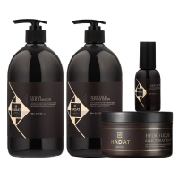 Набір Hadat Liquid Silk QUAD шампунь, кондиціонер, маска, олія для відновлення блиску та гладкості волосся 2х800/300/60 мл