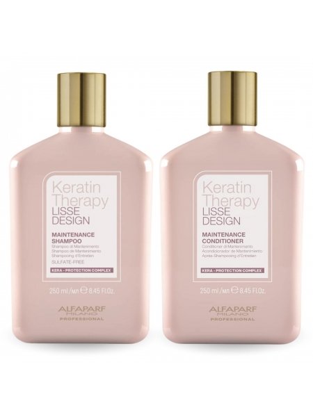 Набор Alfaparf Milano DUO Lisse Design Keratin Therapy шампунь и кондиционер для блеска и шелковистости волос, 2х250 мл