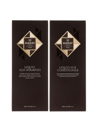 Набір "Рідкий Шовк" Hadat Liquid Silk DUO шампунь і кондиціонер для відновлення блиску та гладкості волосся 2х250 мл