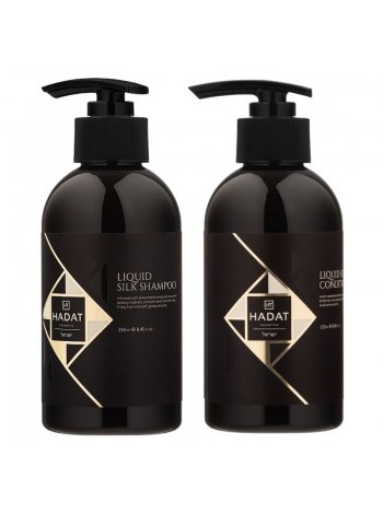 Набор "Жидкий Шелк" Hadat Liquid Silk DUO шампунь и кондиционер для восстановления блеска и гладкости волос 2х250 мл
