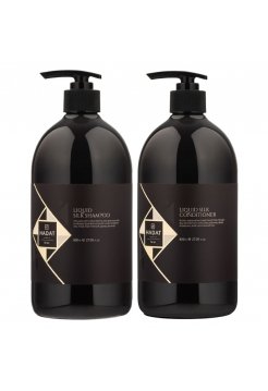 Набір "Рідкий Шовк" Hadat Liquid Silk DUO шампунь і кондиціонер для відновлення блиску та гладкості волосся 2х800 мл