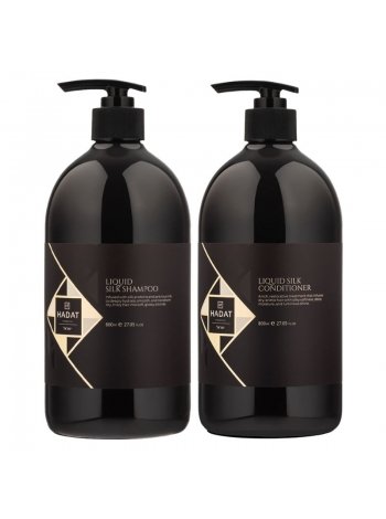 Набор "Жидкий Шелк" Hadat Liquid Silk DUO шампунь и кондиционер для восстановления блеска и гладкости волос 2х800 мл