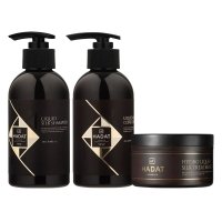 Набор "Жидкий Шелк" Hadat Liquid Silk TRIO шампунь, кондиционер и маска для восстановления блеска и гладкости волос 2х250/300 мл