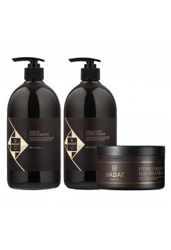 Набір "Рідкий Шовк" Hadat Liquid Silk TRIO шампунь, кондиціонер, маска для відновлення блиску та гладкості волосся 2х800/300 мл