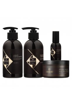 Набір Hadat Liquid Silk QUAD шампунь, кондиціонер, маска, олія для відновлення блиску та гладкості волосся 2х250/300/60 мл