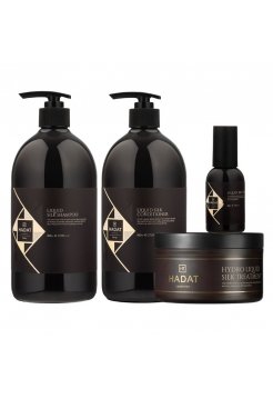 Набір Hadat Liquid Silk QUAD шампунь, кондиціонер, маска, олія для відновлення блиску та гладкості волосся 2х800/300/60 мл