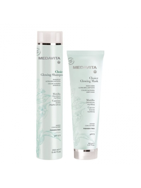 Набор Medavita Choice Glowing DUO шампунь и маска для увлажнения и блеска окрашенных волос 250/150 мл
