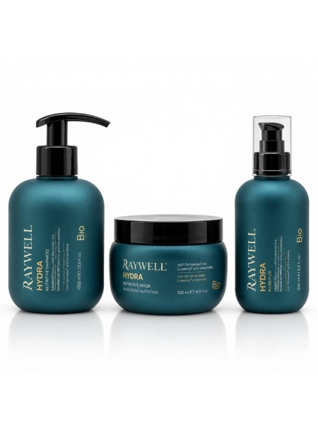 Набір Raywell B.io HYDRA Nutritive TRIO шампунь, маска і флюїд для живлення сухого волосся, 275+245+200 мл