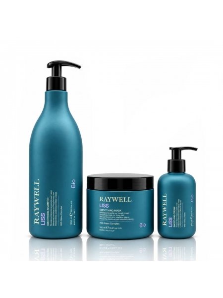 Набір Raywell B.io LISS Smoothing TRIO шампунь, маска і крем для розгладжування пухнастого волосся, 300+200+100 г (розлив)
