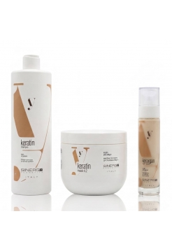 Набір Sinergy Keratin TRIO L шампунь, маска і сироватка для сухого і пошкодженого волосся, 2х500+50 мл
