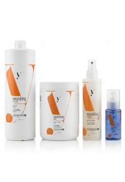 Sinergy Nourishing QUATRO L набор шампунь, маска, спрей и флюид для сухих и повреждённых волос, 2×1000+200+60 мл