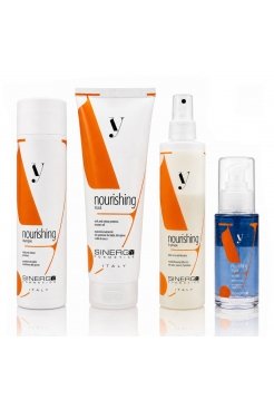 Sinergy Nourishing QUATRO М набор шампунь, маска, спрей и флюид для сухих и повреждённых волос, 2×250+200+60 мл