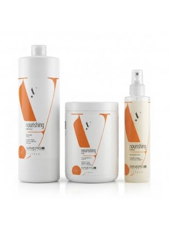Sinergy Nourishing TRIO L набор шампунь, маска и спрей для сухих и поврежденных волос, 2×1000+200 мл