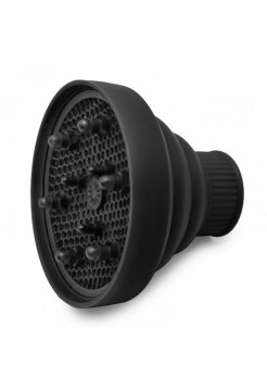 Дифузор для фена з діаметром сопла 42-50 мм,  універсальний складний силіконовий чорний