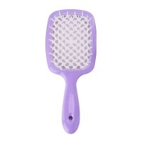 Продувная широкая расческа Janeke для укладки волос и сушки феном Superbrush Plus Hollow Comb фиолетовая с белыми зубчиками