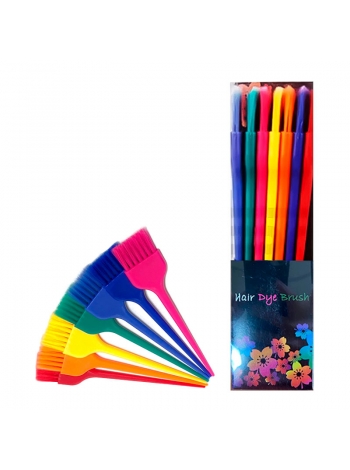 Набір м'яких пензликів для балаяжу, фарбування волосся INGRID Rainbow C-306, 220х58 мм, 7 штук