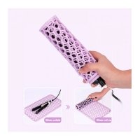 Термостойкий коврик силиконовый Соты для утюга, плойки, горячих парикмахерских инструментов (PK6), 40х20 см сиреневый