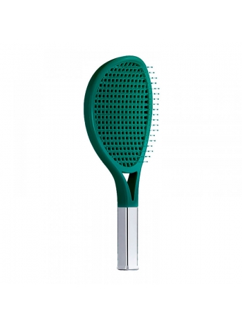 Продувная массажная щетка-браш Tennis Style Hair Brush для всех типов волос ультрамягкая зеленая