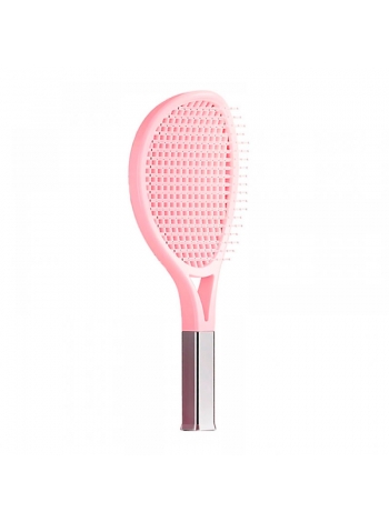 Продувная массажная щетка-браш Tennis Style Hair Brush для всех типов волос ультрамягкая розовая